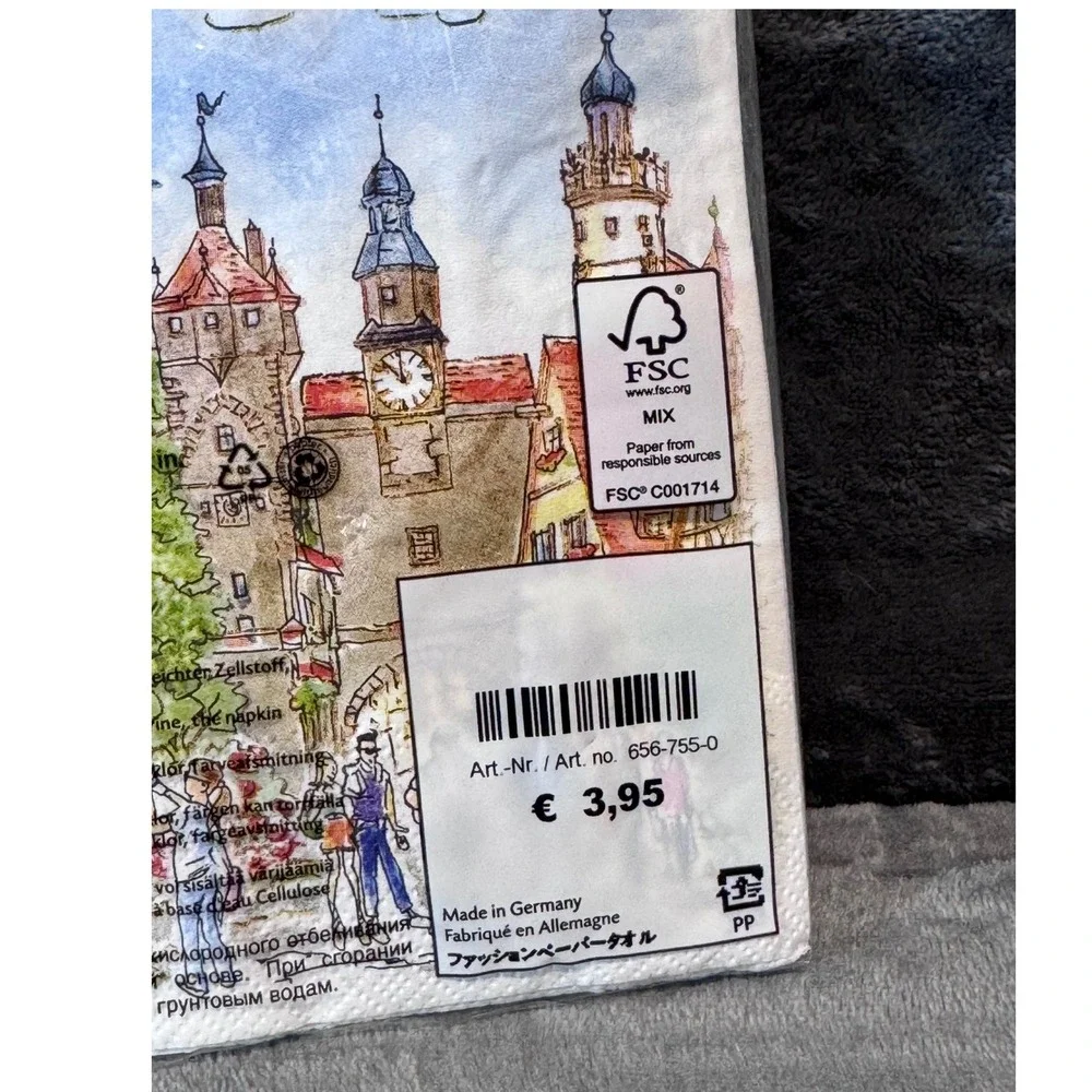 Kathe Wohlfahrt Rothenburg ob der Tauber Germany Paper Napkins 20ct 3-Ply *New